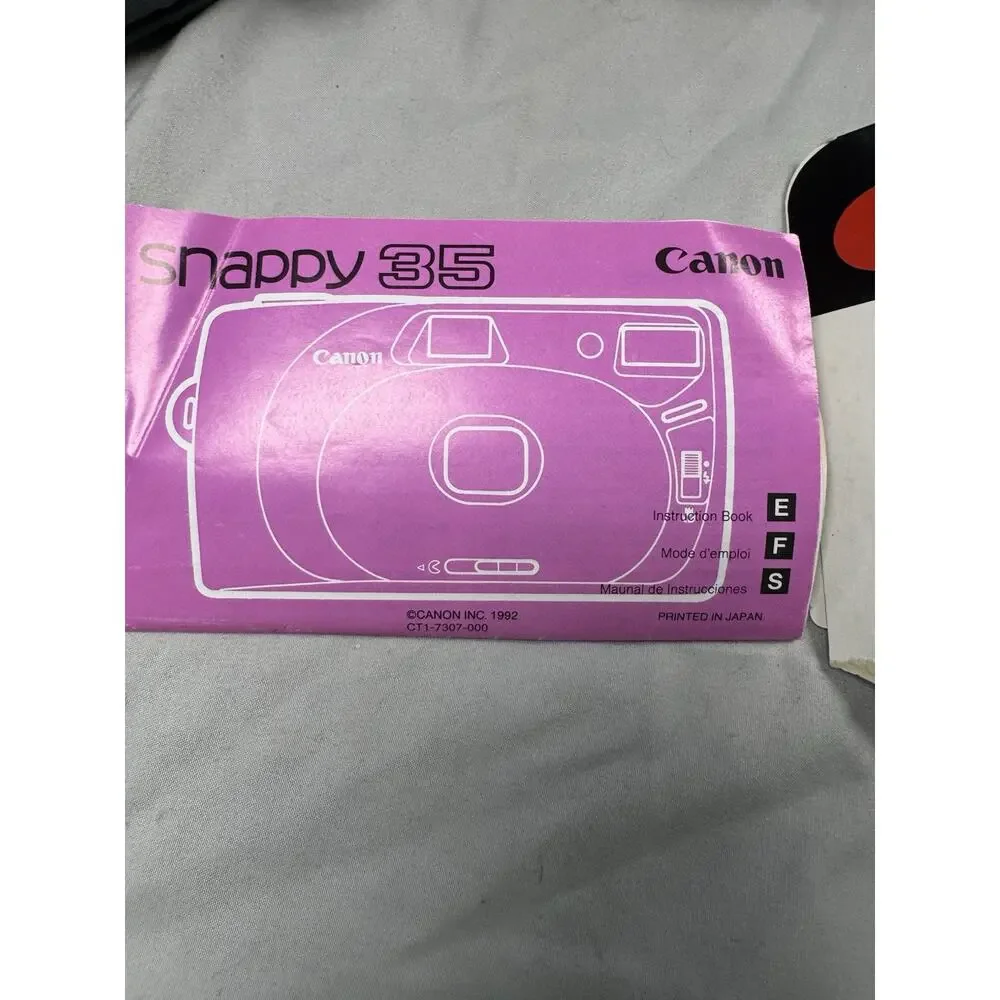 Canon Snappy 35 Date 35mm Film Camera Bundle Case Manual Film Canisters